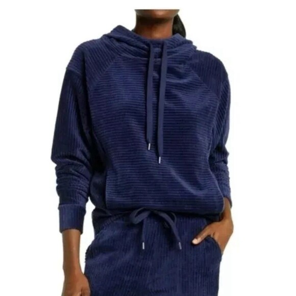Zella Jackets & Blazers - Zella Peacoat Hoodie Kangaroo Pocket Women's XL Pink Drawstring Ribbed Pattern